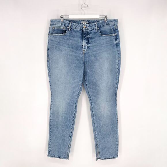 GOOD AMERICAN Good Classic Split Hem Jeans Women’s Size 20 Indigo Blue Denim - Picture 2 of 6